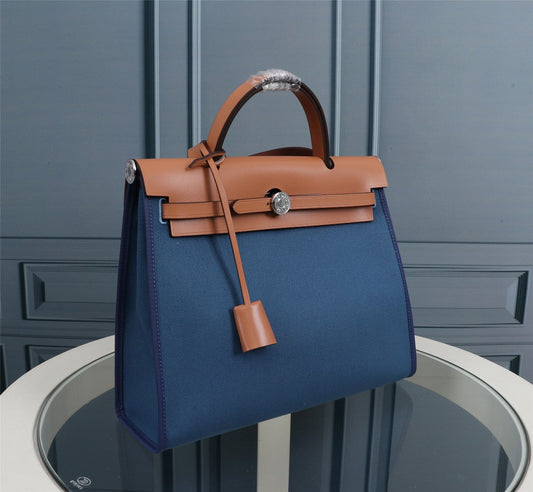HM HERBAG ZIP 31 AEGEAN AND COPPER CANVAS