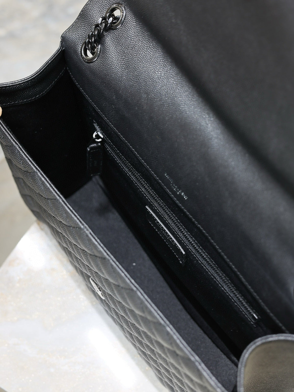 YSL Envelope Chain Large Bag 31cm Black Cowhide