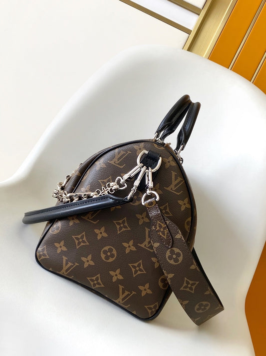 LV Speedy Soft 30 Brown Dark Monogram Empreinte Leather
