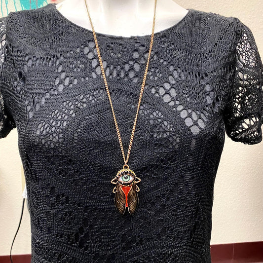 Enamel Cicada Art Pendant Necklace – Bejeweled Eyeball Jewelry