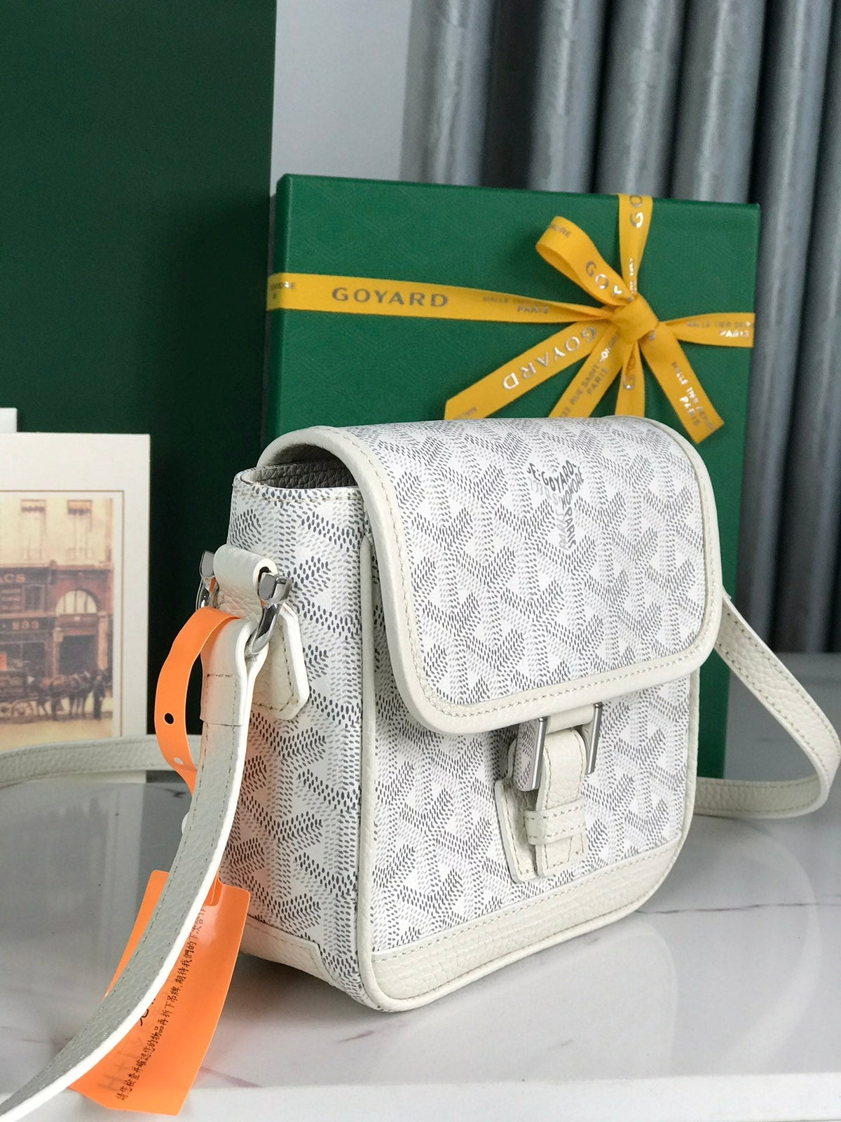 GRAND BLEU 16 IN WHITE GOYARDINE CANVAS AND LAMBSKIN