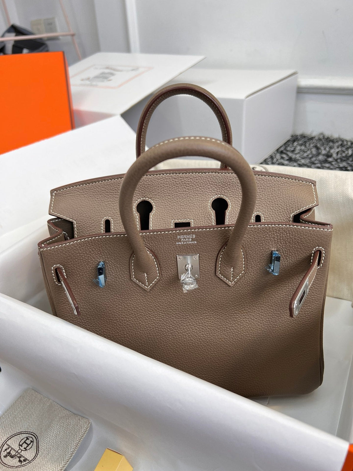 HM BIRKIN 30CM BROWN TOGO LEATHER SILVER HARDWARE