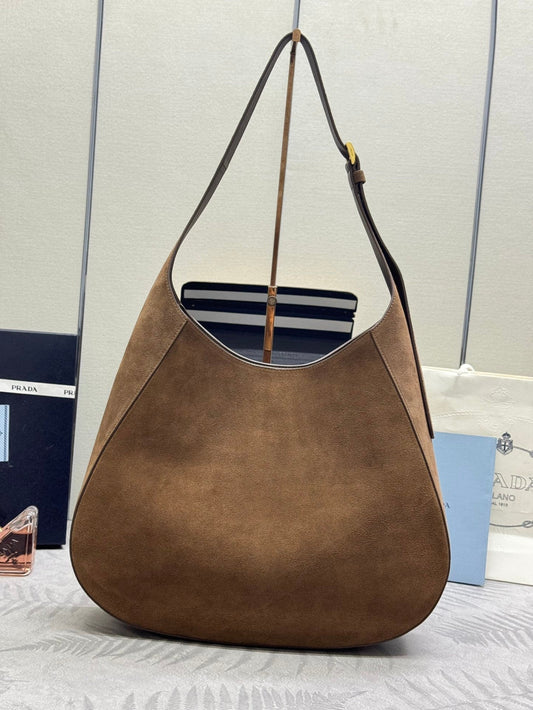 Pra Cleo 1BC181 Nubuck Bag 40cm Brown Suede 267549