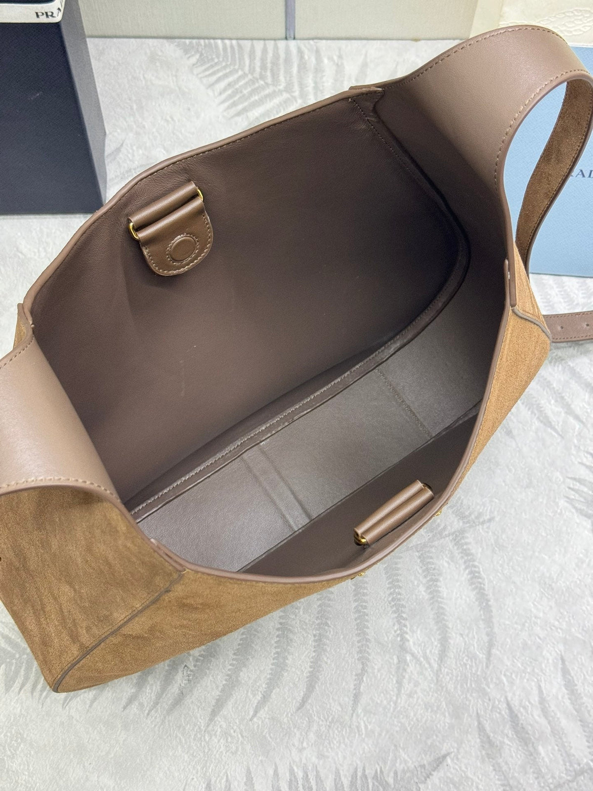 Pra Cleo 1BC181 Nubuck Bag 40cm Brown Suede 267549