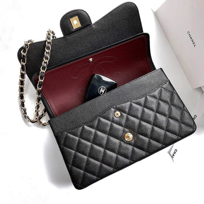CC Classic Jumbo 30cm Black Caviar Gold Hardware