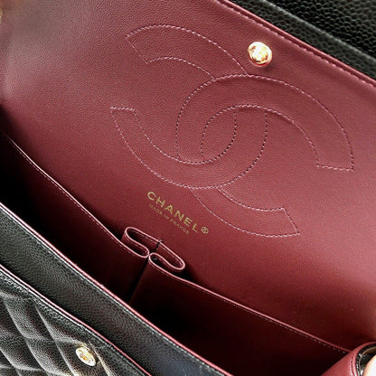 CC Classic Jumbo 30cm Black Caviar Gold Hardware