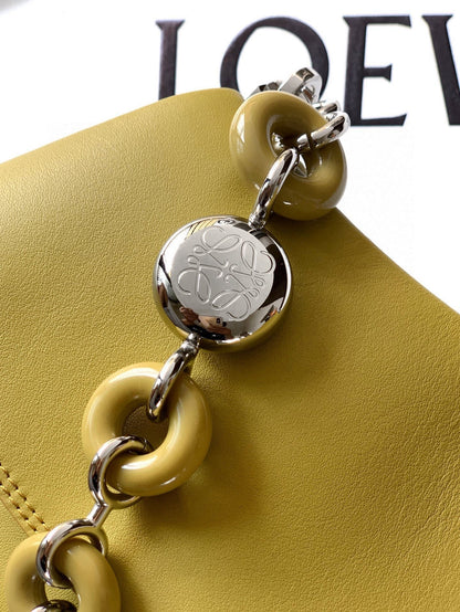 Loewe Ola Handbag Medium 26cm in Olive Green Silver Calfskin  274226