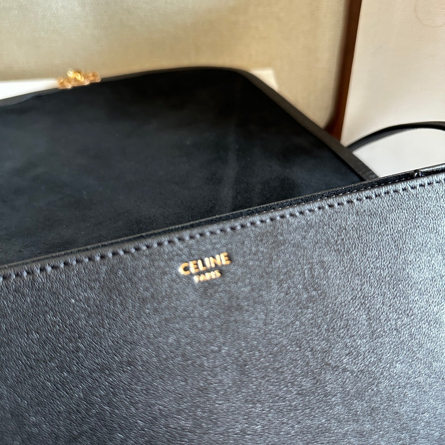 Celine Besace Soft Triome Black Handbag in Lambskin 276301