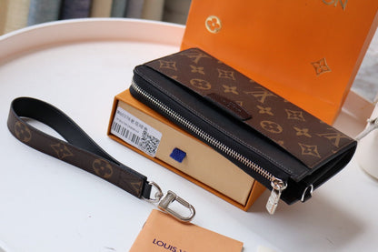 LV Dragonne Zipper Wallet Monogram Canvas & Cowhide 179407