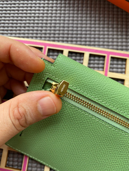 HM Kelly Pocket 13.5 Green Epsom Ghw