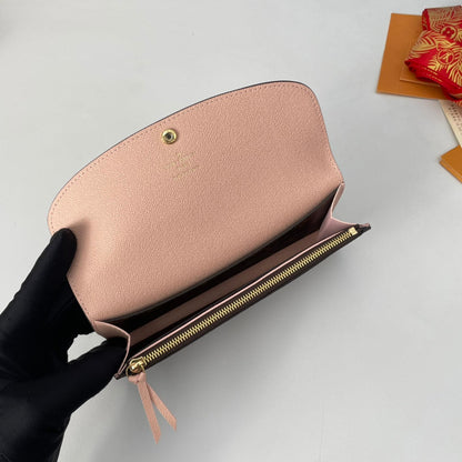 LV M60696 Emilie Wallet Brown Pink Monogram Canvas 221664