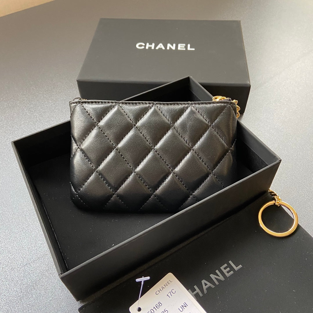 CC A50168 Keyring Cardholder Black Sheepskin GHW 229705