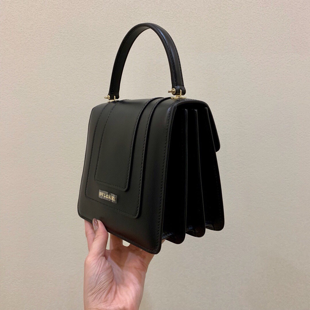 BVL Serpenti Forever Medium Top Handle Bag 20 cm Black Calfskin GHW 188652