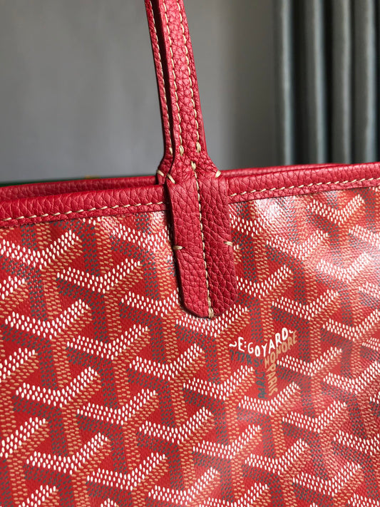 HARDY PM BAG 40 IN RED GOYARDINE CANVAS AND TAURILLON LEATHER TRIM