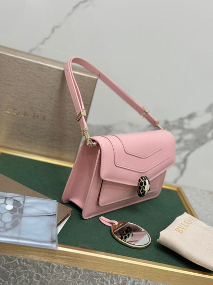 Serpenti Forever East-West Shoulder Bag 22cm Light Pink Cafskin GHW 188494
