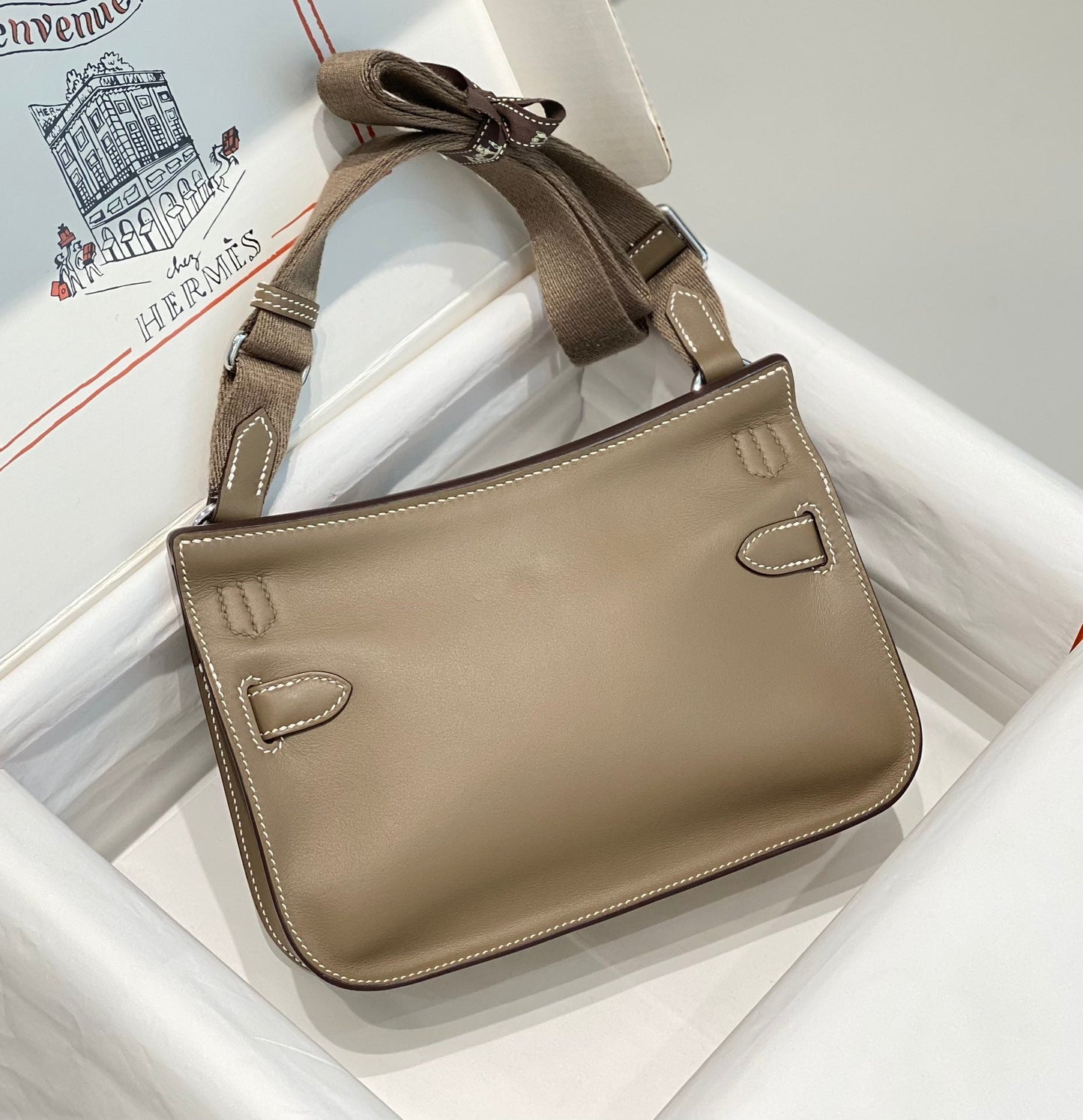 KELLY 23CM JYPSIERE BROWN LEATHER CROSSBODY BAG SHW