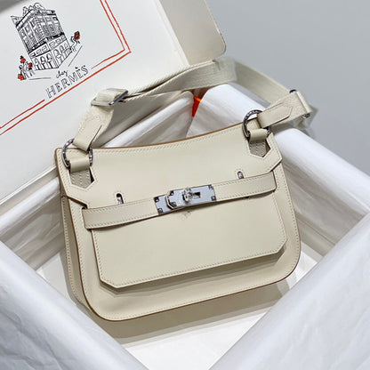 HM JYPSIERE SHOULDER BAG 23 IN BEIGE CALFSKIN SILVER HARDWARE
