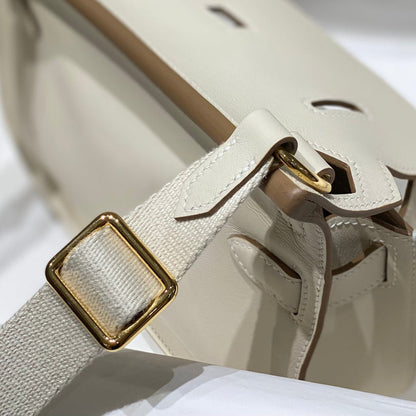 HM JYPSIERE SHOULDER BAG 23 IN BEIGE CALFSKIN GOLD HARDWARE
