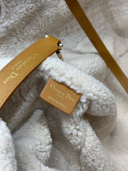 CD Toujours 37 Camel Brown Cowhide And Fur Gold Hardware