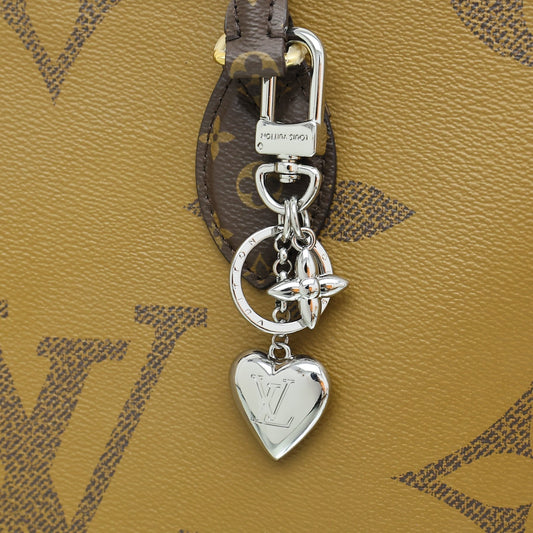 LV Silver Heart-shaped Keychain Bag Charm