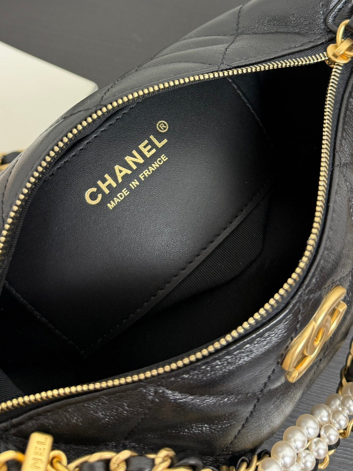 Chanel 2026 MatelassÃ© Pearl Chain Bag Black Lambskin