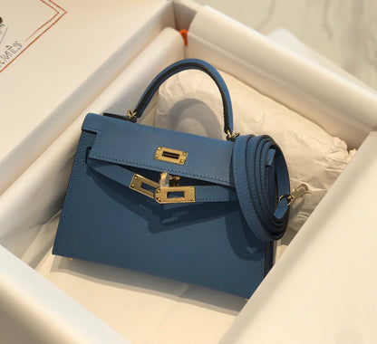 HM KELLY MINI 20 BLUE GOLD HARDWARE