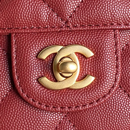 CC 24K Top Handle 19cm Burgundy Calfskin Gold Hardware