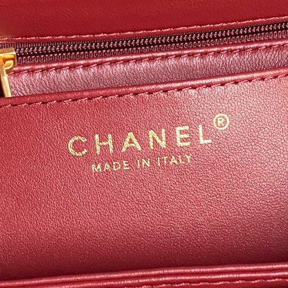 CC 24K Top Handle 19cm Burgundy Calfskin Gold Hardware