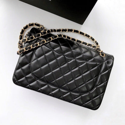 CLASSIC FLAP 30 BLACK LAMBSKIN LIGHT GOLD HARDWARE