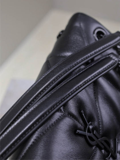 LOULOU PUFFER MEDIUM 29 IN ALL BLACK SHEEPSKIN BLACK HARDWARE
