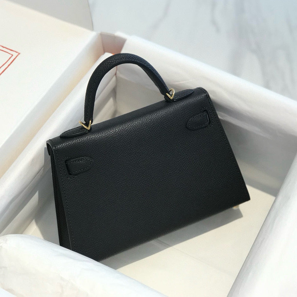 HM KELLY MINI 19 BLACK EPSOM CALFSKIN GOLD HARDWARE