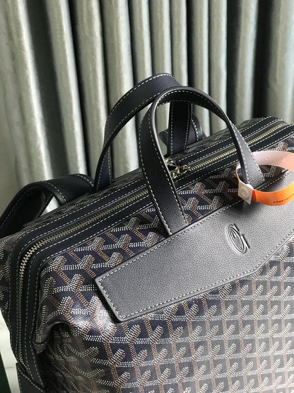 CISALPIN BACKPACK 43 IN NAVY BLUE GOYARDINE CANVAS AND CALFSKIN