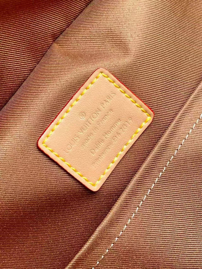 LV Monogram Backpack Brown Gold Leather