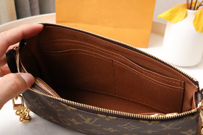 LV Pochette Accessoires Handbag 24cm in Dark Brown Monogram Canvas