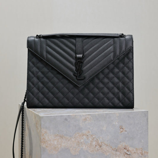 YSL Envelope Chain Large Bag 31cm Black Cowhide