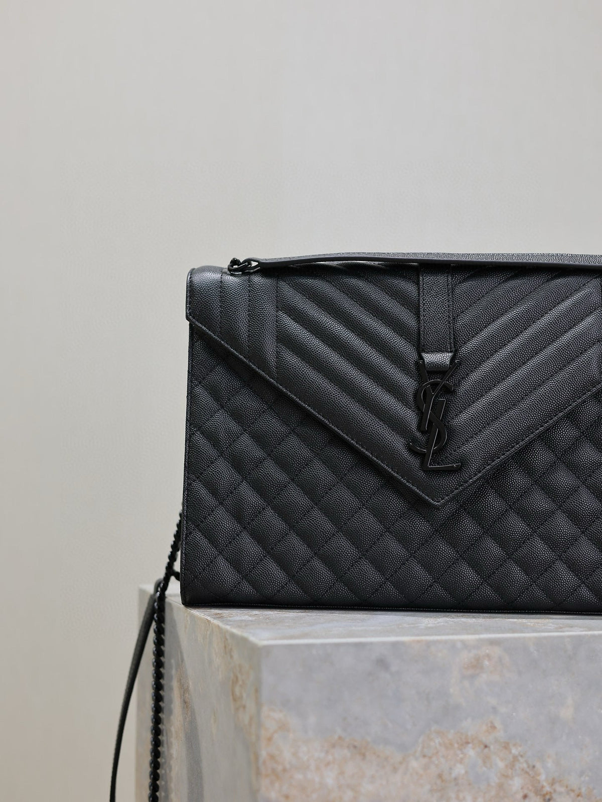 YSL Envelope Chain Large Bag 31cm Black Cowhide