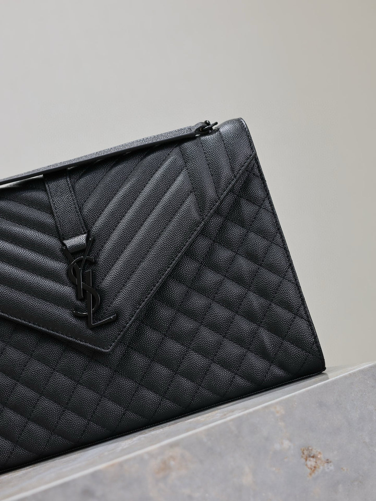 YSL Envelope Chain Large Bag 31cm Black Cowhide