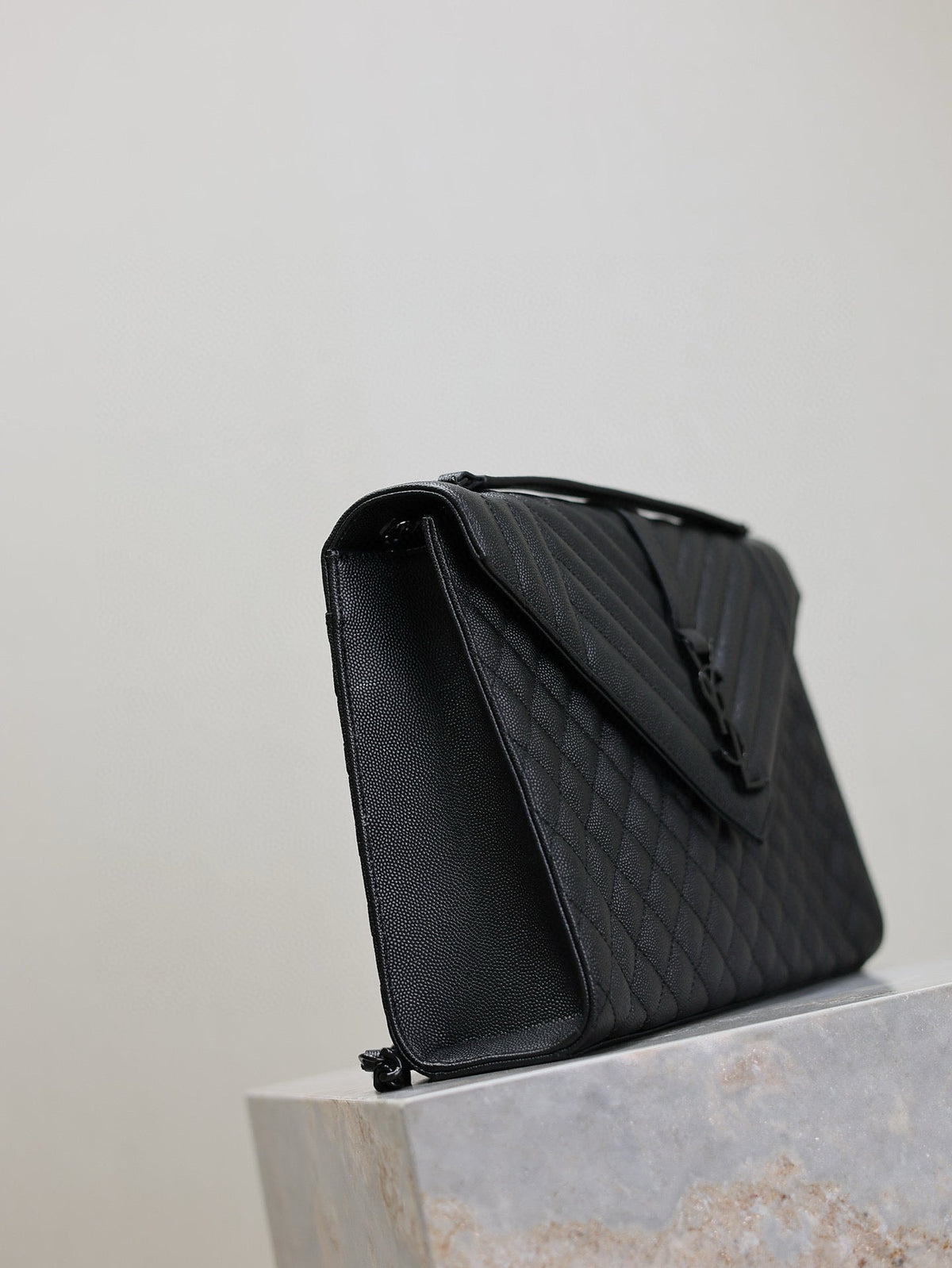 YSL Envelope Chain Large Bag 31cm Black Cowhide