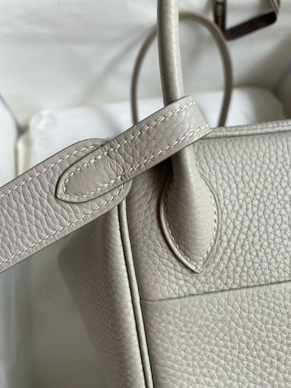 HM Lindy 26cm Pearl Grey Clemence Leather