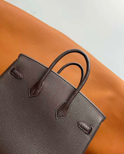 HM BIRKIN 25CM Dark Taupe CROCODILE AND TOGO LEATHER SILVER HARDWARE