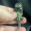 Rhinestone Alligator Brooch: Surreal Eyeball Jewelry Pin