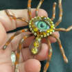 Giant Hand-Painted Spider Brooch, Gothic Eye Pin, Fantasy Insect Jewelry, Halloween Statement Piece