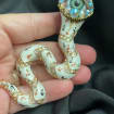 Surreal White Snake Brooch – Gothic Serpent Statement Pin with Rhinestones (4 Inch)