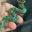 Emerald Snake Eye Brooch – Gothic Statement Pin – Surreal Serpent Jewelry – 4 Inch Wearable Art