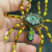 Hand-Painted Spider Brooch, Gothic Eye Pin, Statement Insect Jewelry, Fantasy Halloween Accessory