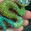Green Rhinestone Snake Brooch – Realistic Eye, Gothic Assemblage Wearable Art (OOAK)