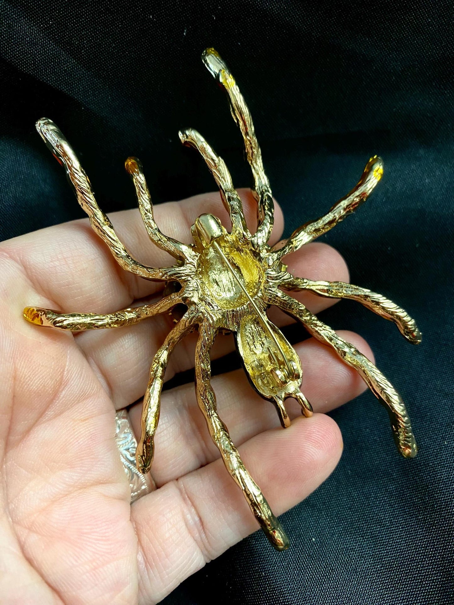 Hand-Painted Spider Brooch, Gothic Eye Pin, Statement Insect Jewelry, Fantasy Halloween Accessory