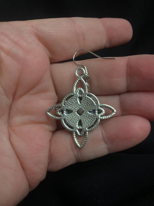 Celtic Eye Silver Tone Eyeball Art Pendant Necklace! Hand Placed Rhinestones!