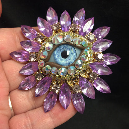 Vintage Style Oddities Eye Wearable Art Brooch! Handmade Glass Iris!