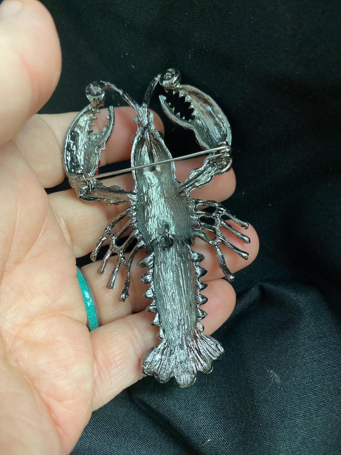 Whimsical Rhinestone Lobster Brooch with Eyeball